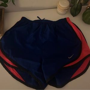 navy and coral nike shorts